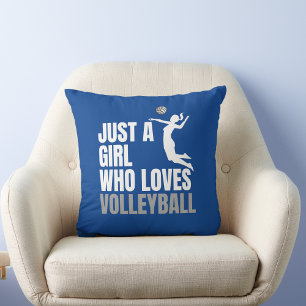 Just Girl Who Loves Volleyball Cute Stylish Blue Cushion