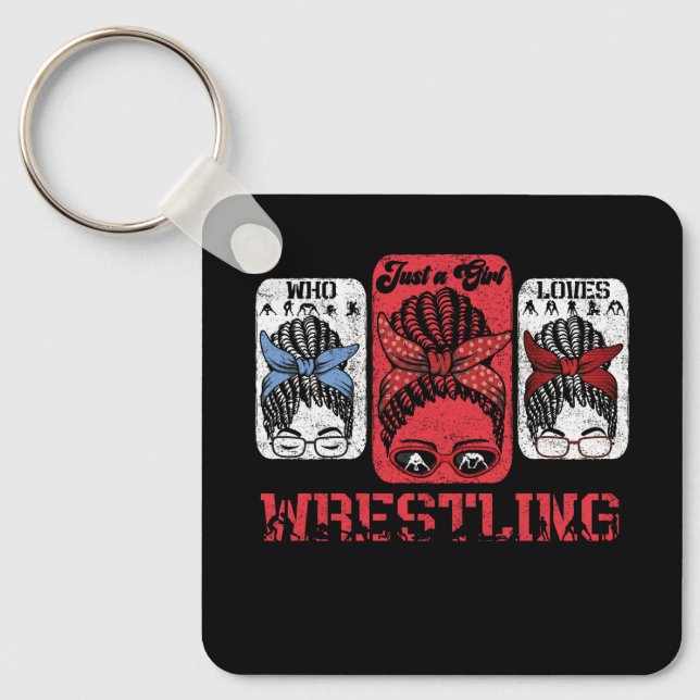 Just Girl Who Loves Wrestling Wrestler Athlete Mes Key Ring (Front)