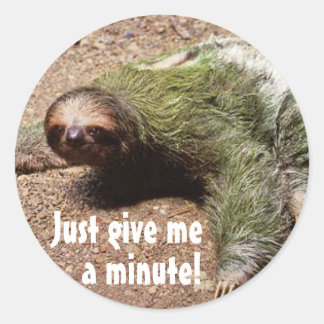 Just give me a minute! classic round sticker