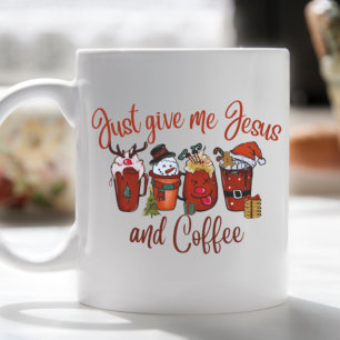 Just Give Me Jesus and Coffee Christmas Cute Xmas  Coffee Mug