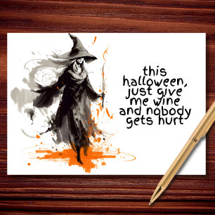Just Give Me Wine Halloween Card
