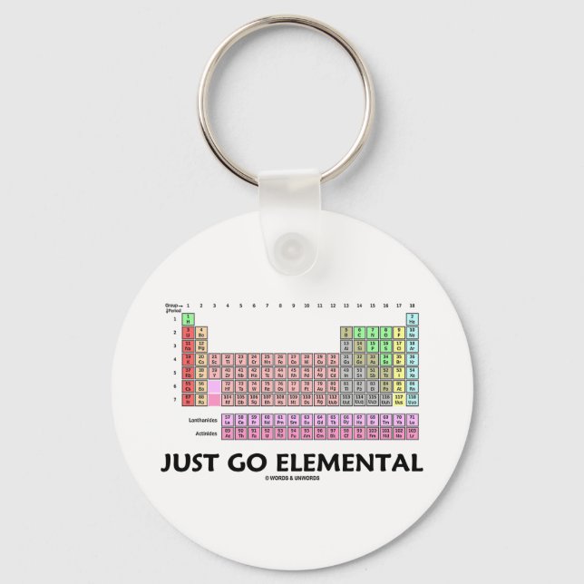 Just Go Elemental (Periodic Table Of Elements) Key Ring (Front)
