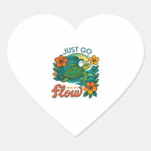 Just Go with the Flow Turtle Heart Sticker