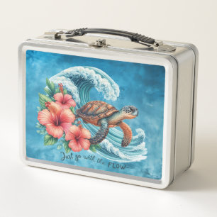 Just Go With The Flow Turtle Metal Lunch Box