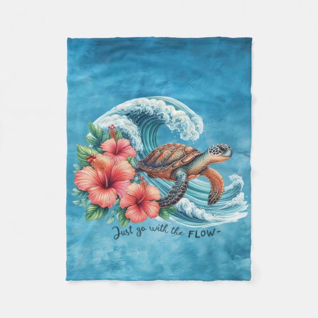 Just Go With the Flow — Turtle Style Fleece Blanket (Front)