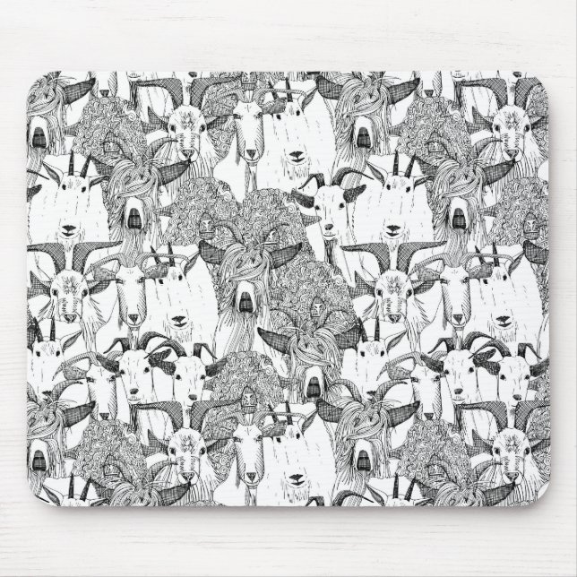 just goats black white mouse pad (Front)