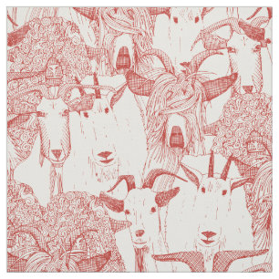just goats poppy red natural fabric