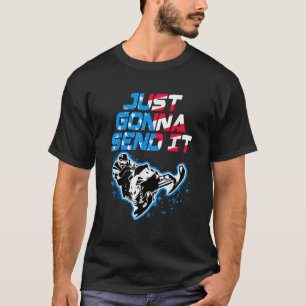 Just Gonna Send It Funny Snowmobile USA flag Snowc T-Shirt