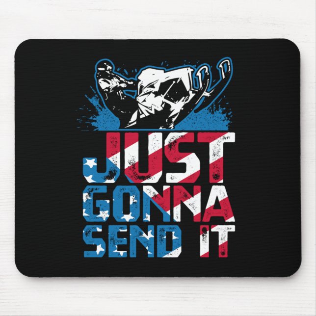 Just Gonna Send It USA Snowmobile Rider Mouse Pad (Front)