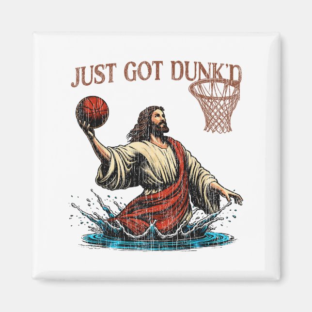 Just Got Dunked Funny Baptism Jesus Christian Bask Magnet (Front)