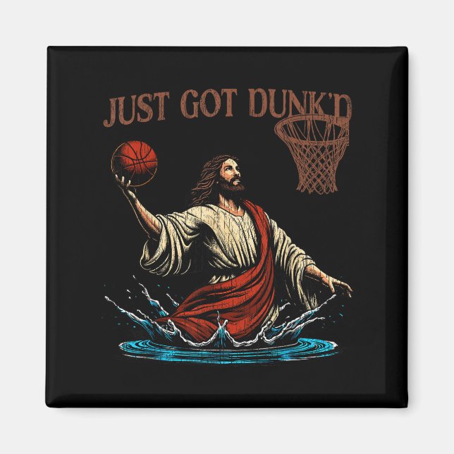 Just Got Dunked Funny Baptism Jesus Christian Bask Magnet (Front)