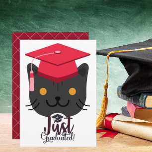 Just Graduated Funny Grey Cat Party Celebration Invitation