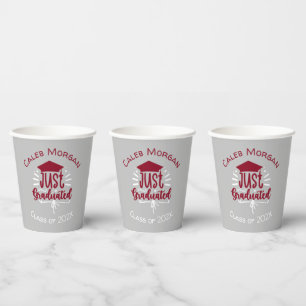 Just Graduated Red & White Personalised Paper Cups