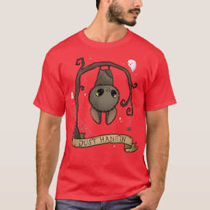 Just Hangin Halloween Cute Hanging Bat Goth Spooky T-Shirt