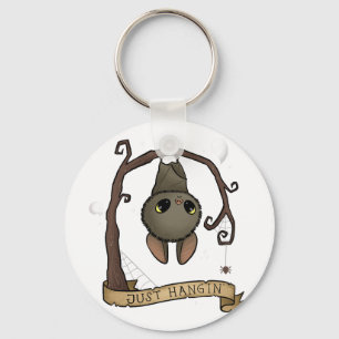 Just Hangin Halloween Cute Hanging Bat Spooky Ador Key Ring