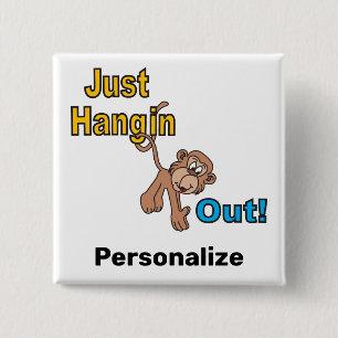 Just Hangin Out Monkey 15 Cm Square Badge