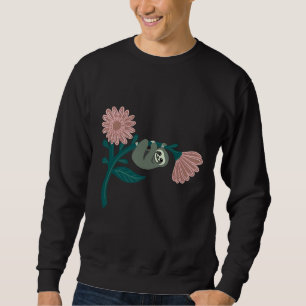 Just Hanging Around Happy Sloth On Giant Daisy Sweatshirt