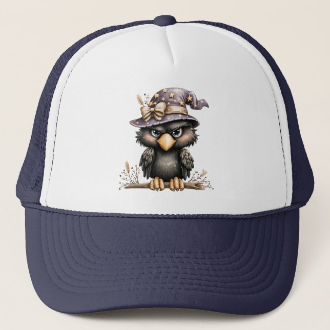 Just hanging around, Mysterious Crow. Trucker Hat (Front)