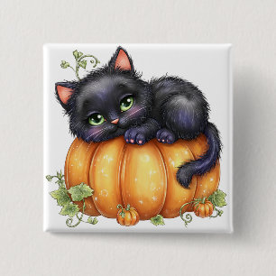 Just hanging around, Resting Kitten In Pumpkin 15 Cm Square Badge