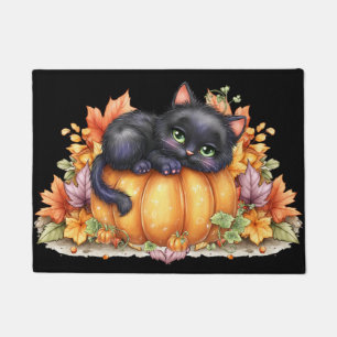 Just hanging around, Resting Kitten In Pumpkin Doormat