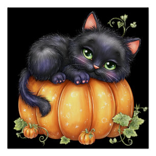 Just hanging around, Resting Kitten In Pumpkin Poster