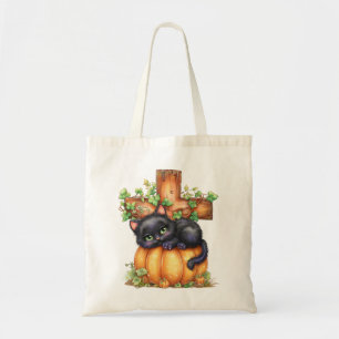 Just hanging around, Resting Kitten In Pumpkin Tote Bag