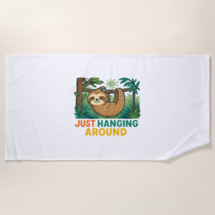 Just Hanging Around (Sleepy Sloth) Essential T-Shi Beach Towel