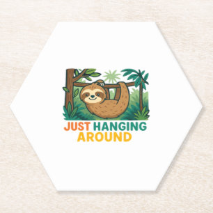 Just Hanging Around (Sleepy Sloth) Essential T-Shi Paper Coaster