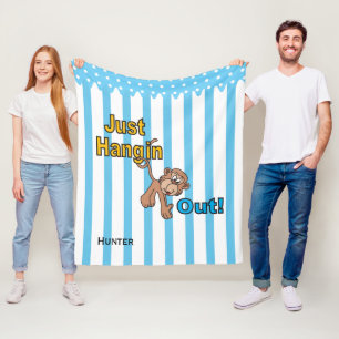 Just Hanging Out Monkey Fleece Blanket