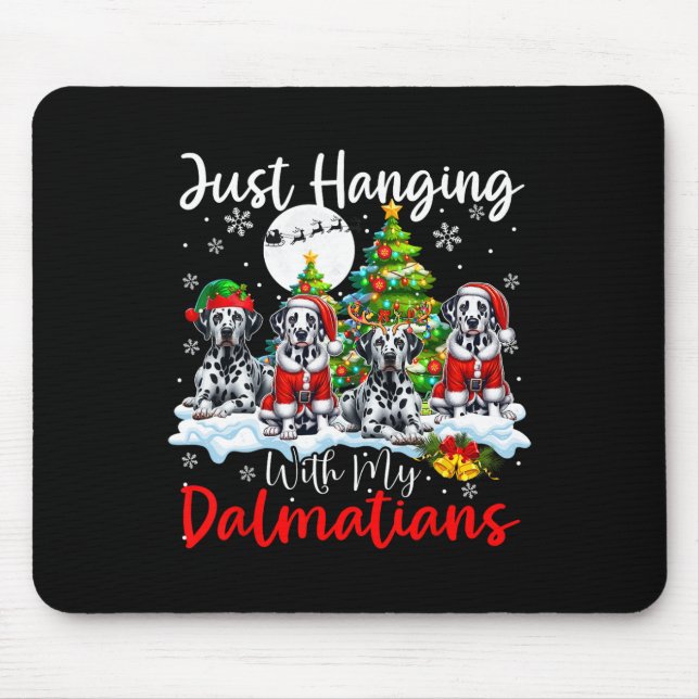 Just Hanging With My Dalmatians Xmas Three Santa D Mouse Pad (Front)