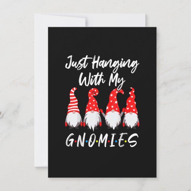Just Hanging With My Gnomies Christmas Gnome Pajam Invitation (Front)