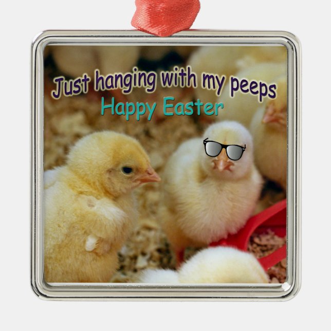 Just Hanging with my Peeps Metal Tree Decoration (Front)