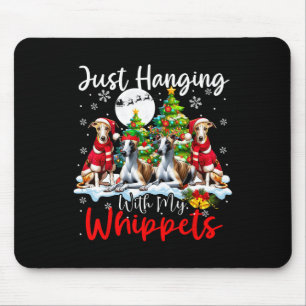 Just Hanging With My Whippets Xmas Three Santa Dog Mouse Pad