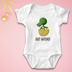 Just Hatched Cute Green Baby Crocodile in Egg Bodysuit
