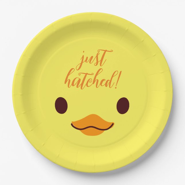 Just Hatched New Baby Yellow Chick  Paper Plate (Front)