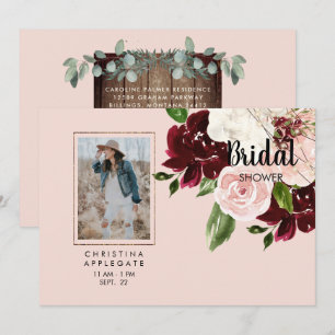 Just Her Blush Photo Floral Bridal Shower Invitation
