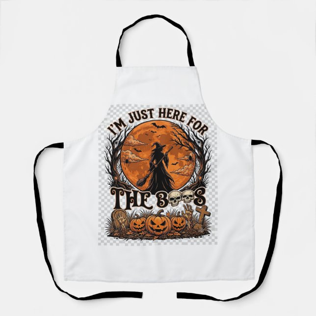 Just Here Boos Halloween Witch Moon Pumpkins_1 Apron (Front)