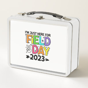 Just Here For Field Day 2023 Peace Sign Teacher St Metal Lunch Box