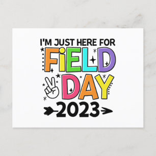 Just Here For Field Day 2023 Peace Sign Teacher St Postcard