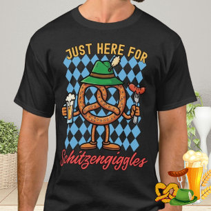 Just Here for Schitzengiggles Pretzel Beer Sausage T-Shirt