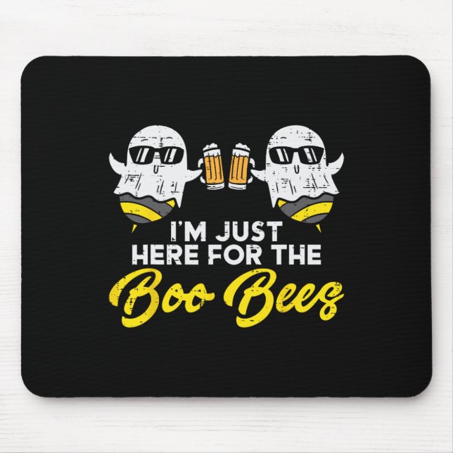 Just Here For The Boo Bees Fun Boo bee Ghost Hallo Mouse Pad (Front)