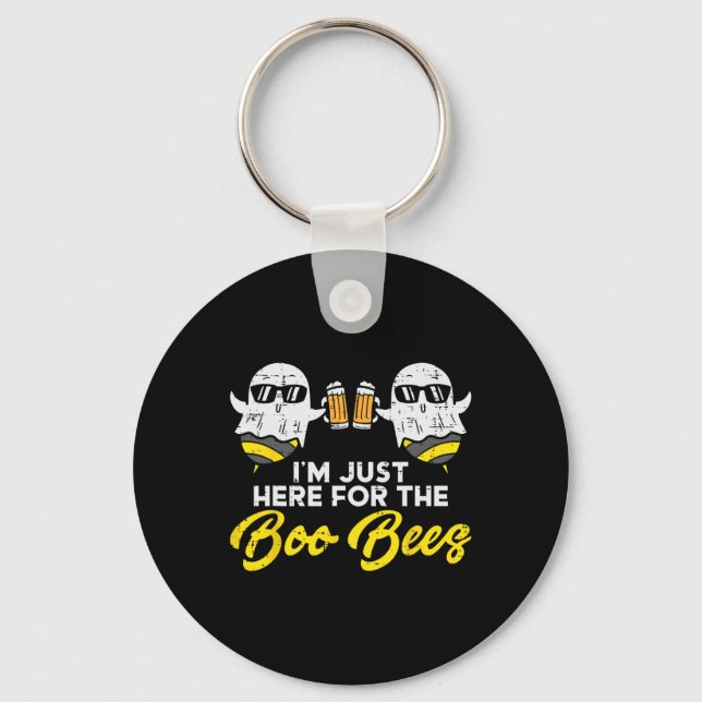 Just Here For The Boo Bees Fun S Breastees Ghost H Key Ring (Front)