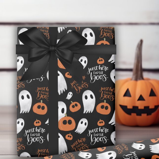 Just Here For The Boos Cute And Festive Halloween Wrapping Paper (Just Here For The Boos Cute And Festive Halloween Wrapping Paper)