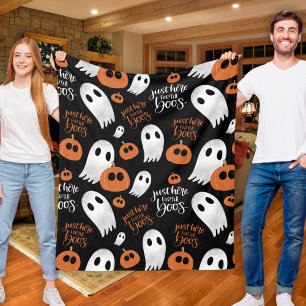 Just Here For The Boos Cute Autumn And Halloween Fleece Blanket