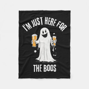 Just Here For The Boos Funny Ghost Halloween Fleece Blanket