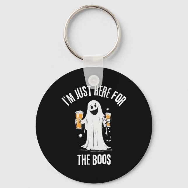 Just Here For The Boos Funny Ghost Halloween  Key Ring (Front)