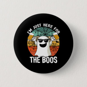 Just Here For The Boos Funny Halloween Beer Lovers 6 Cm Round Badge