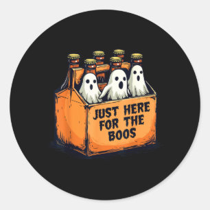 Just Here for the Boos Funny Halloween Ghost Beer Classic Round Sticker