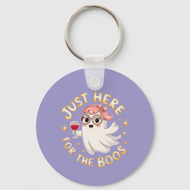 Just Here for the Boos - Funny Halloween Ghost  Key Ring (Front)
