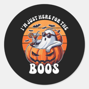 Just Here For The Boos Ghost Funny Men Women Hallo Classic Round Sticker